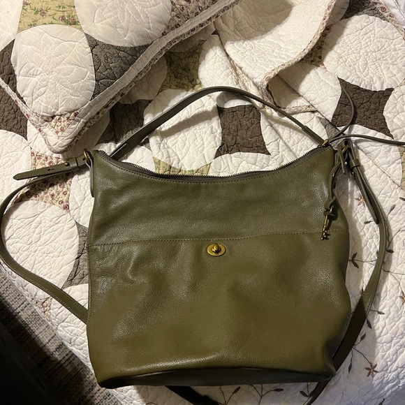 Fossil Handbags - Fossil Olive Green Leather Talulla Shoulder Bag